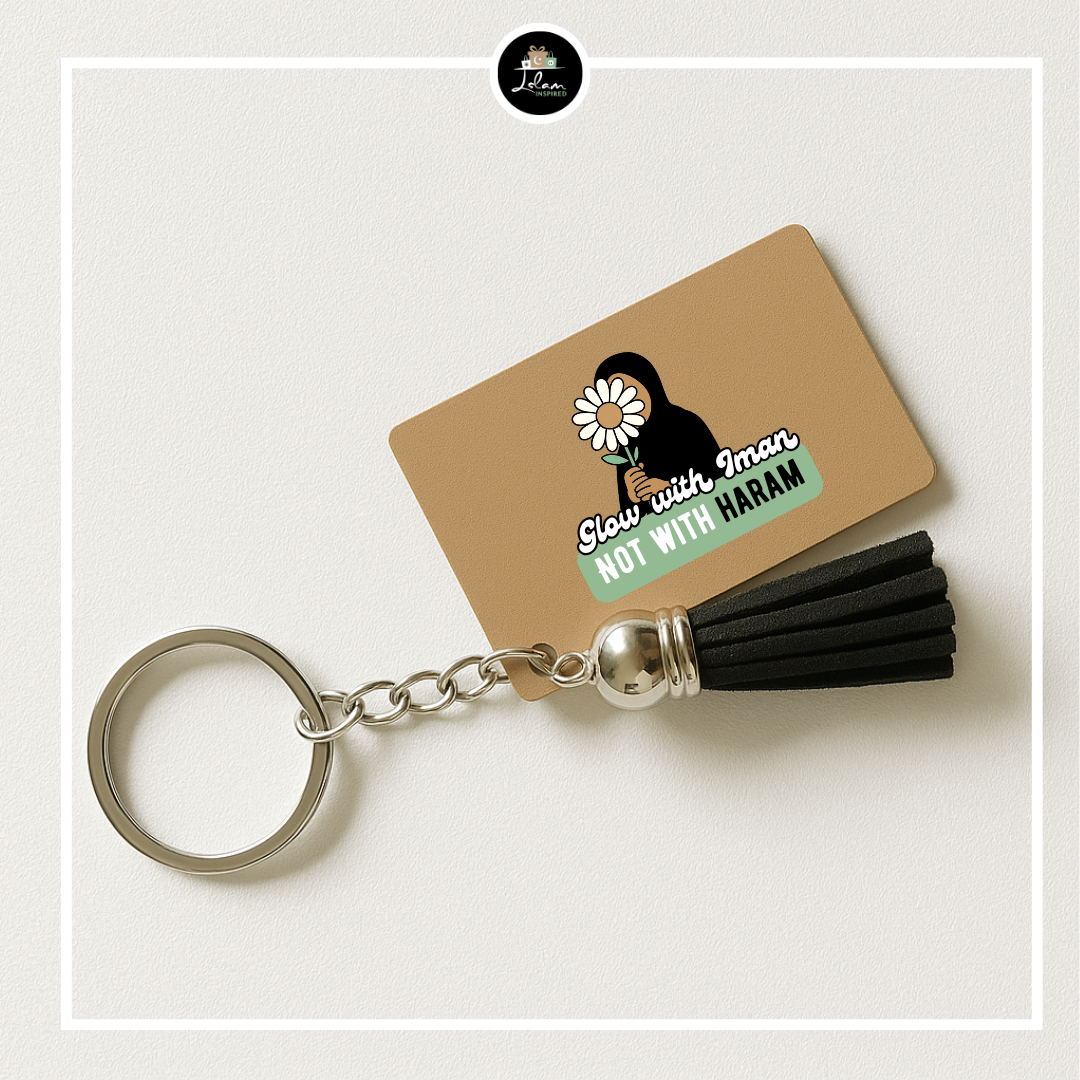 Sleutelhanger 'Glow with Iman, not with haram'