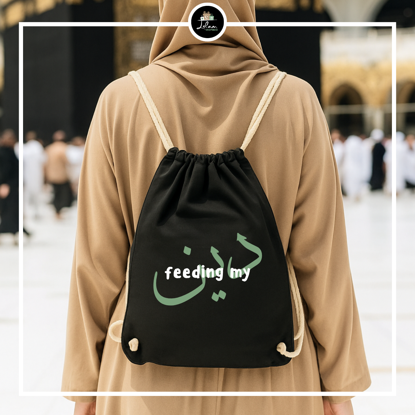 Trekkoord tas 'Feeding my deen'