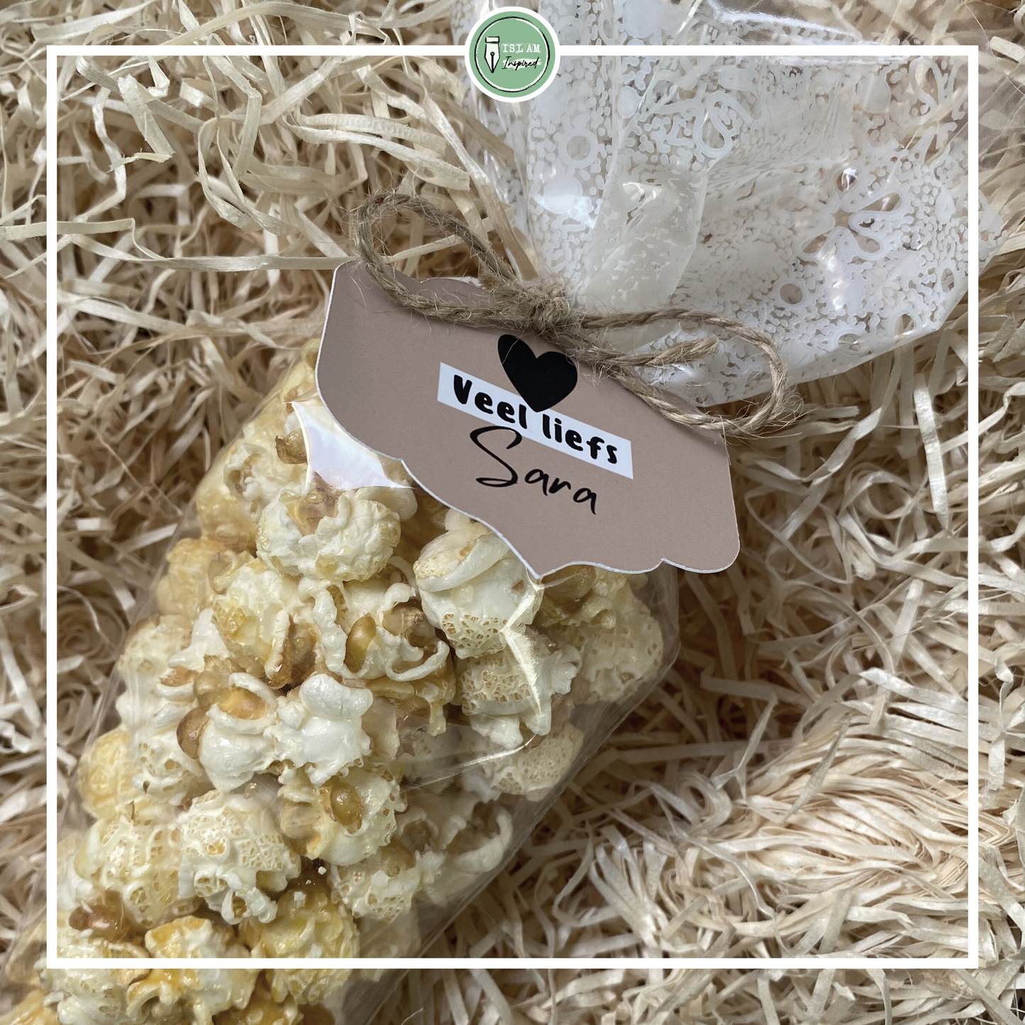 Popcorn puntzak 'Veel liefs'