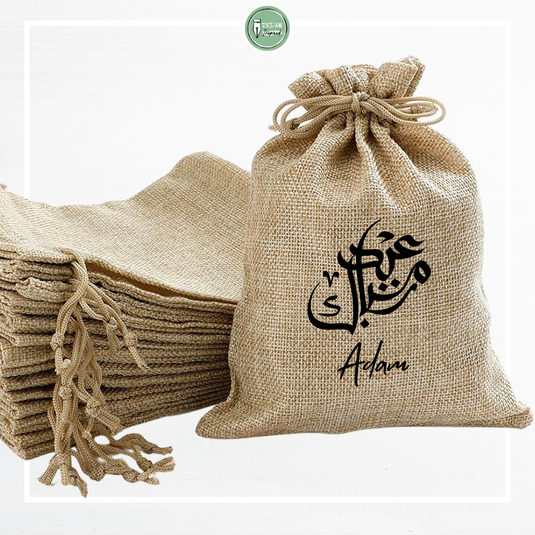 Eid Mubarak jute snoepzakje 'Arabisch'