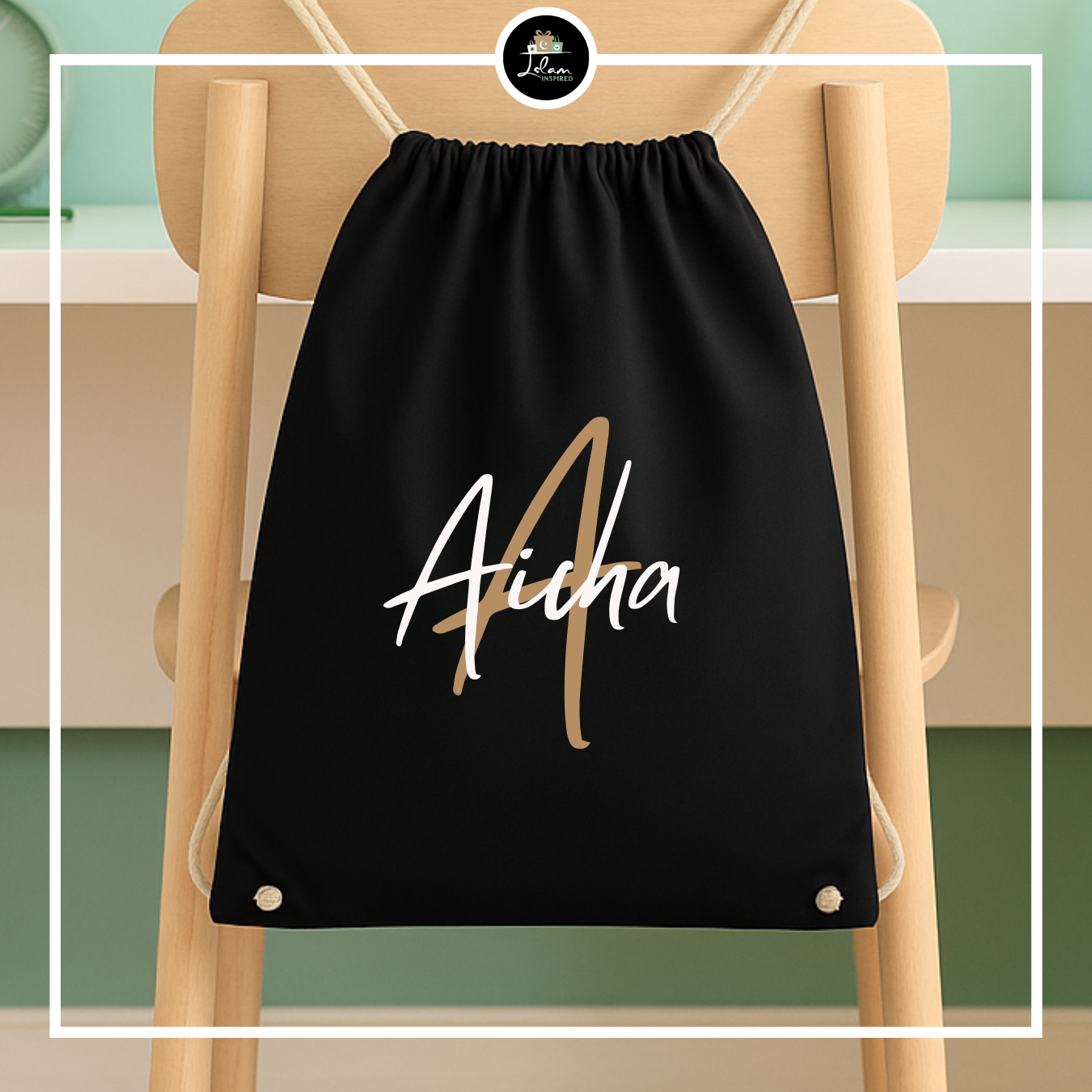 Personalized drawstring bag