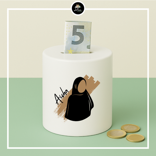 Gepersonaliseerde spaarpot voor een hijabi