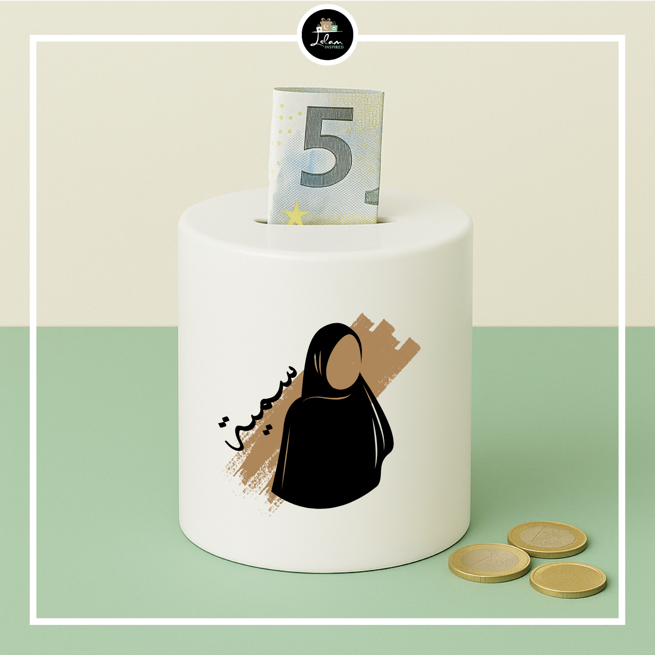 Gepersonaliseerde spaarpot voor een hijabi
