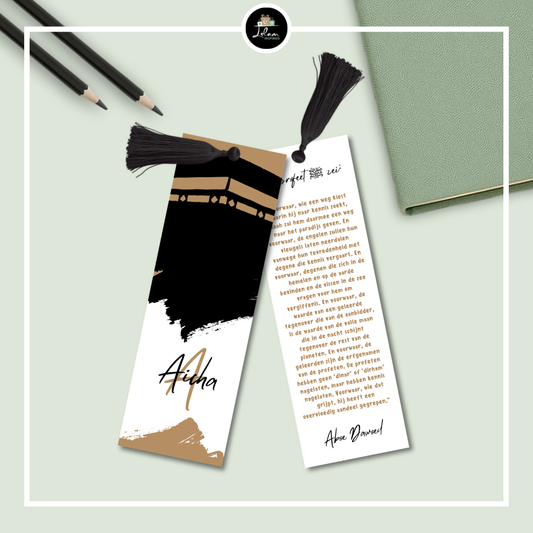 Dubbelzijdige en gepersonaliseerde boekenlegger 'Kaaba'