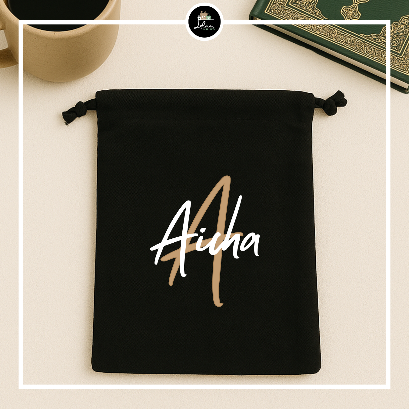 Personalized bookbag with name and initial