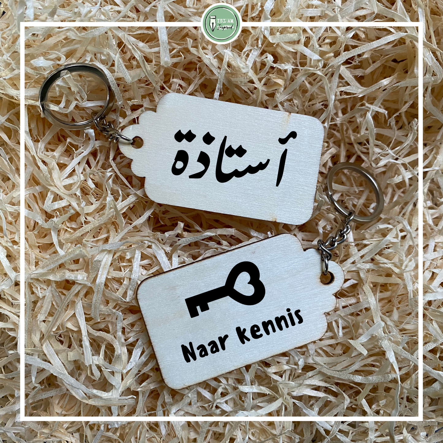 Dubbelzijdige sleutelhanger voor een ustaadh of ustaadha