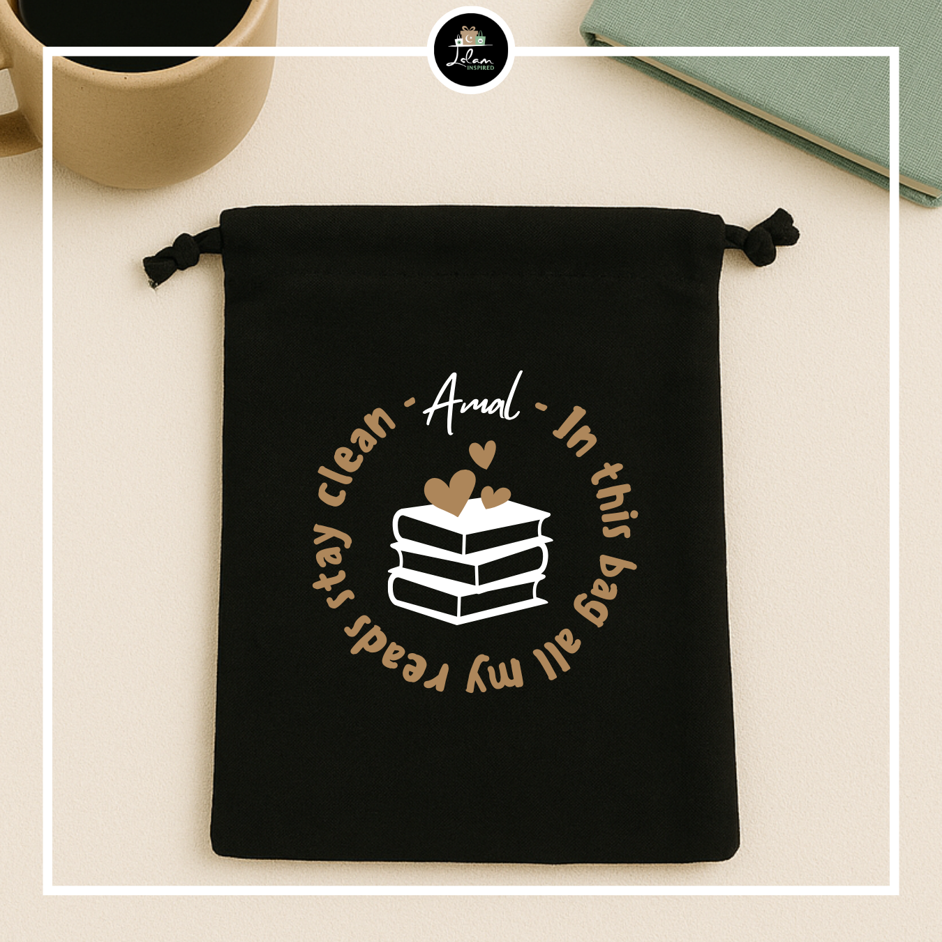 Gepersonaliseerde Bookbag 'In this bag all my reads stay clean'