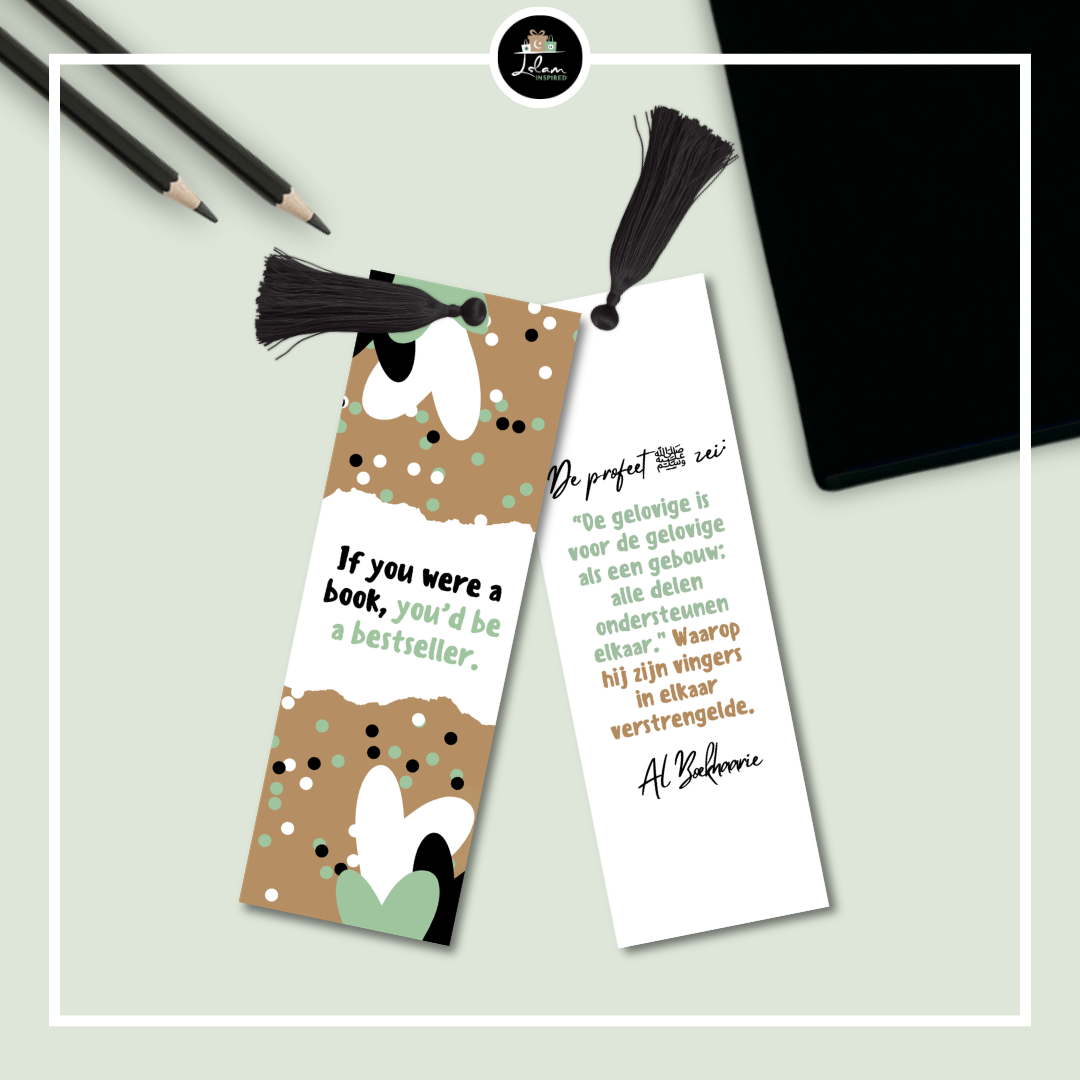 Dubbelzijdige boekenlegger in confetti/harten thema