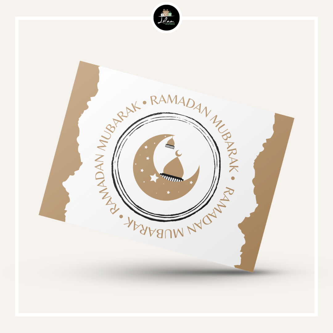 Ramadan Mubarak greeting card with illustration