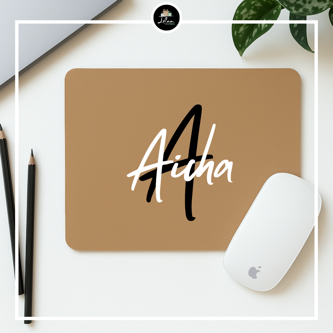 Gepersonaliseerde muismat met naam en initiaal - sierlijk