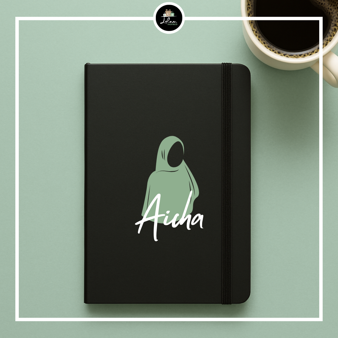 Gepersonaliseerd notitieboek met hijab illustratie