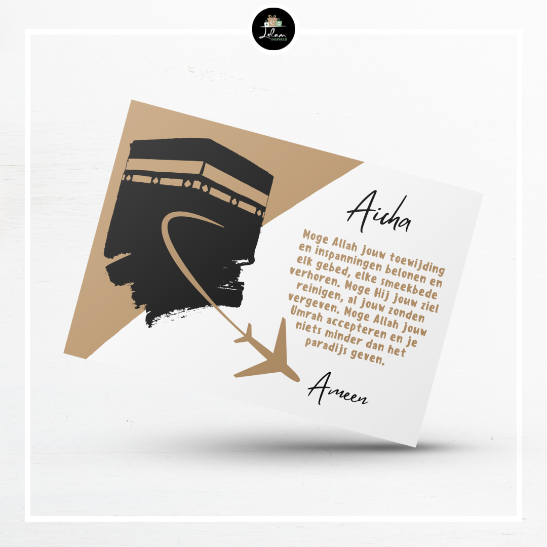 Gepersonaliseerde wenskaart voor iemand die terugkeert van Hajj of Umrah