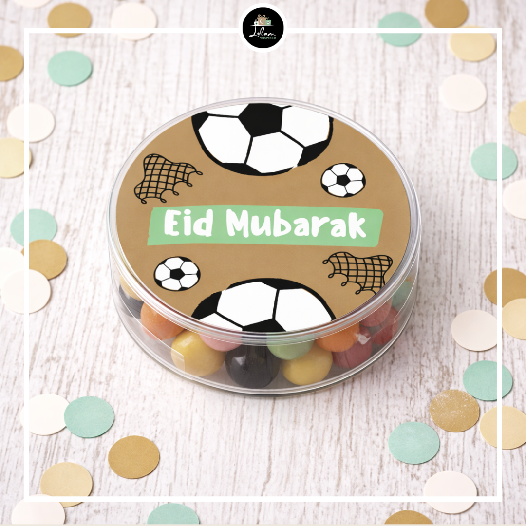 Eid Mubarak doosje met Dragibus in voetbal thema