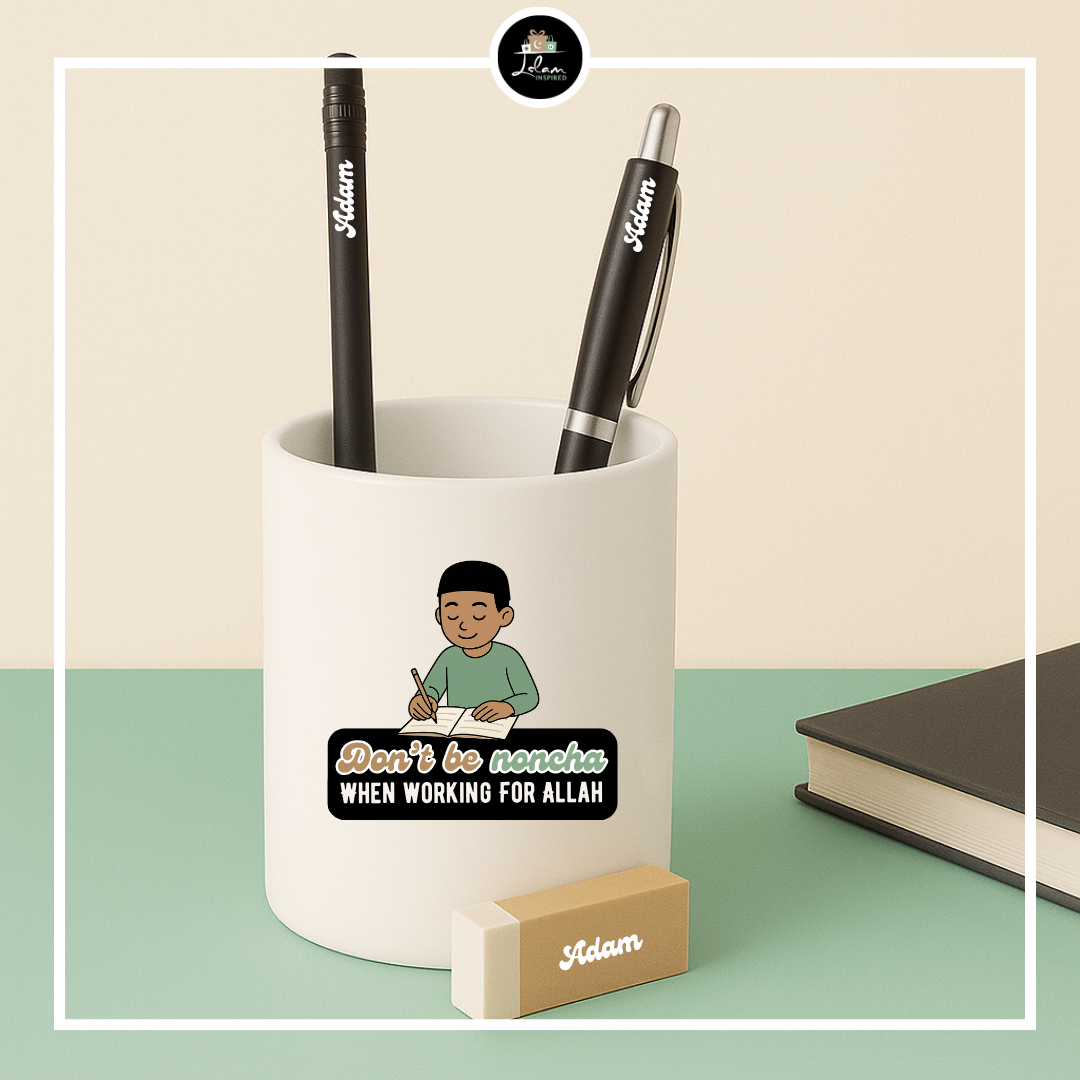 Pennenhouder 'Don't be noncha when working for Allah' voor een jongen