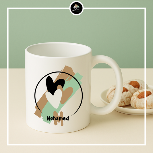 Gepersonaliseerde mok in confetti/harten thema