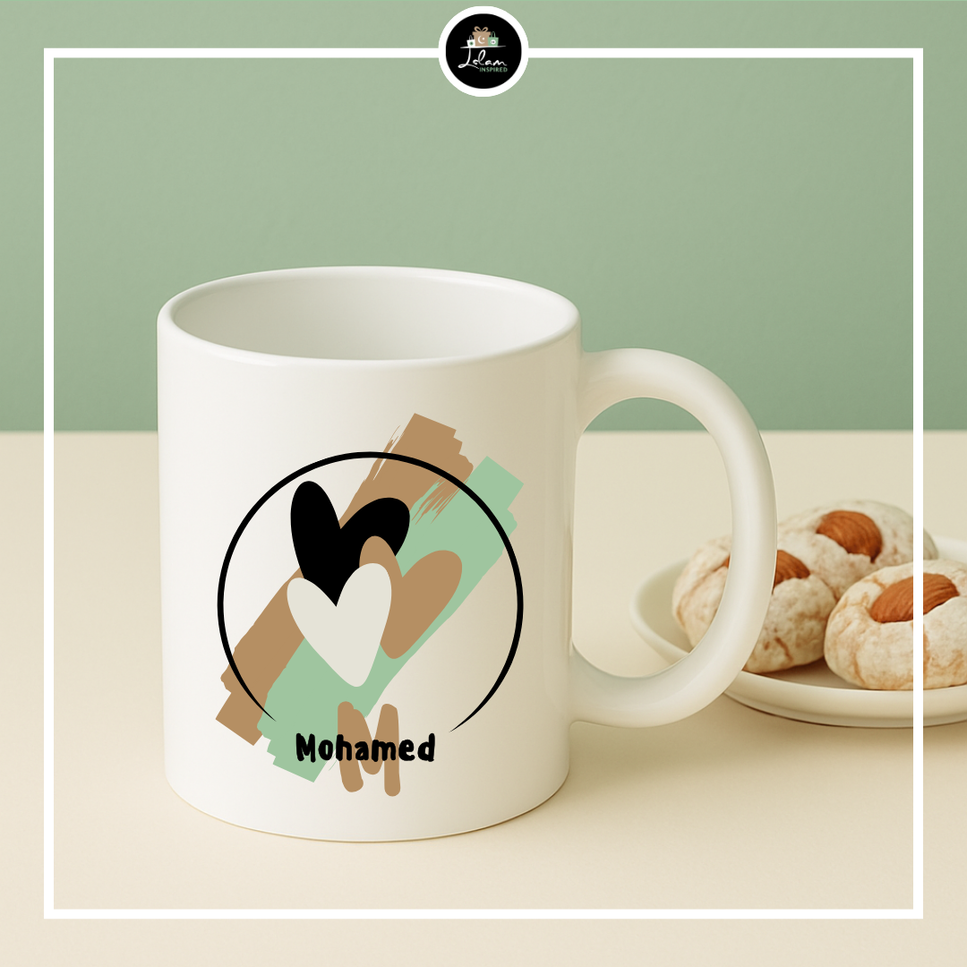 Gepersonaliseerde mok in confetti/harten thema