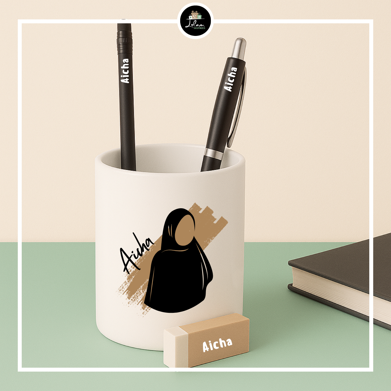 Personalized pen holder for an ustaadh or ustaadha