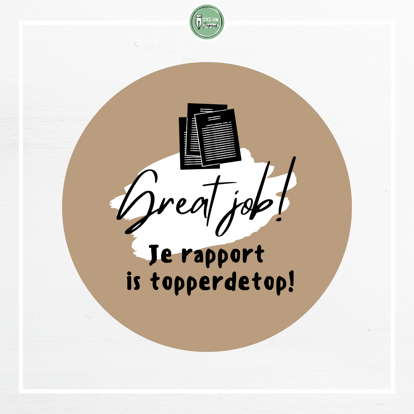 28 identieke stickers 'Great job! Je rapport is topperdetop!'