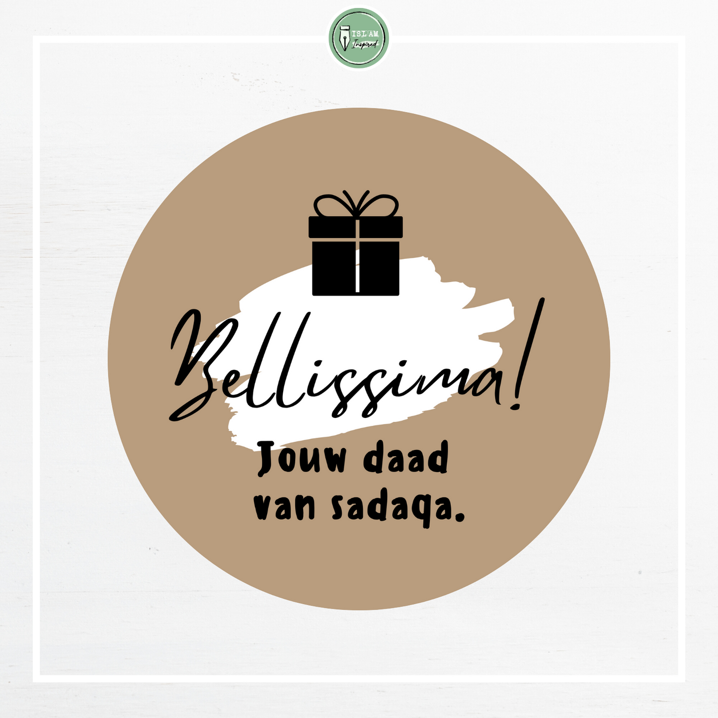 28 identieke stickers 'Bellissima! Jouw daad van sadaqa'