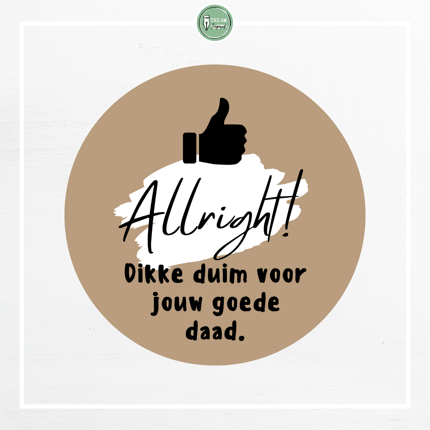 28 identieke stickers 'Allright! Dikke duim voor jouw goede daad'