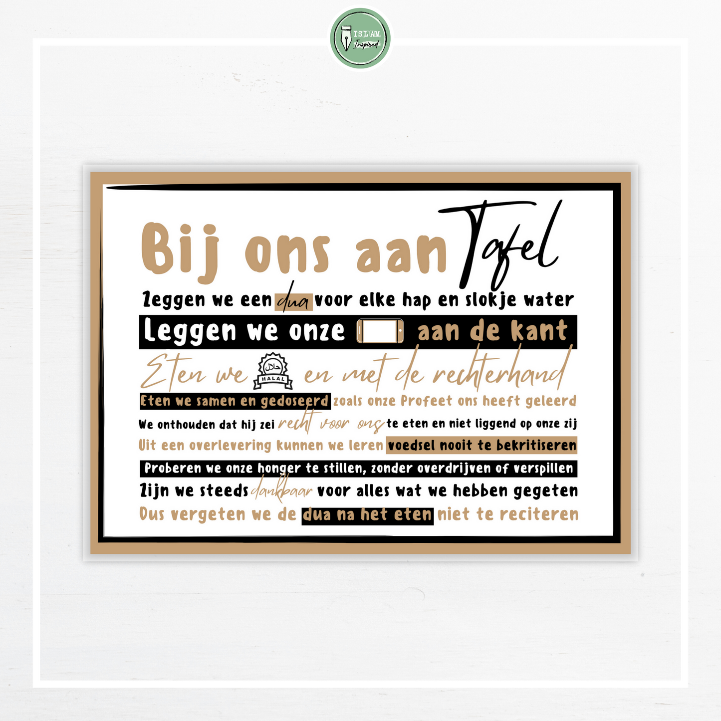 Placemat Islamitische tafelmanieren