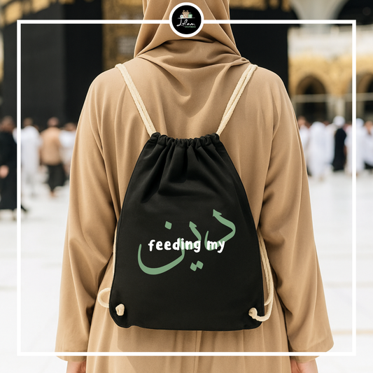 Trekkoord tas 'Feeding my deen'