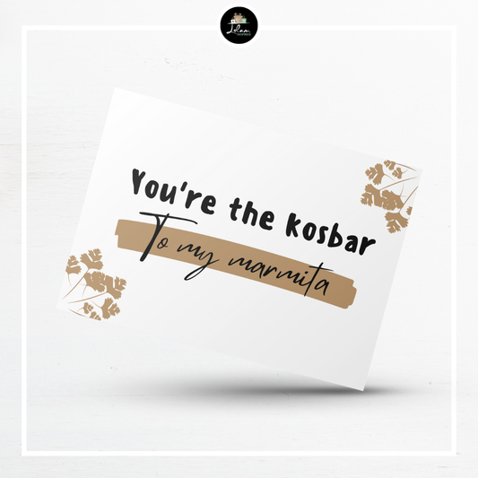Wenskaart 'You're the kosbar to my marmita'