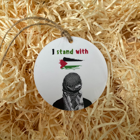 Gelamineerde tag 'I stand with Palestine'
