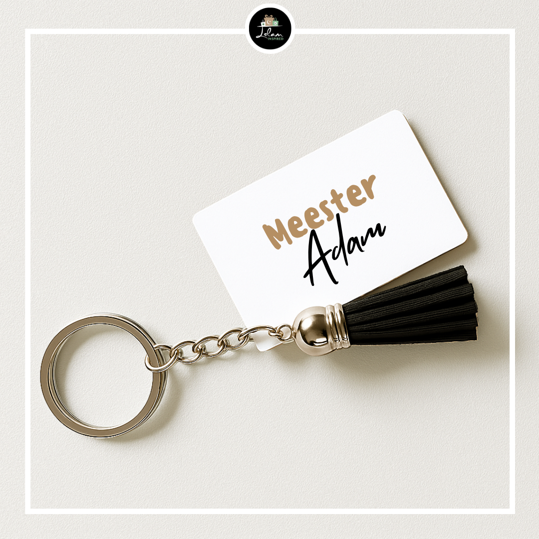 Gepersonaliseerde sleutelhanger voor een juf of meester
