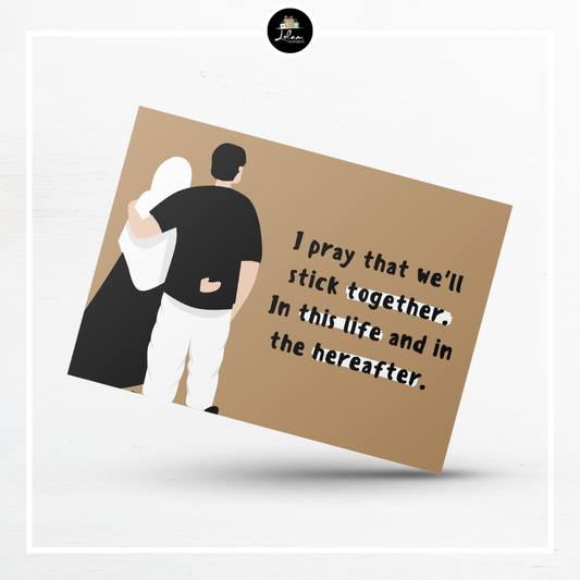 Wenskaart 'I pray that we'll stick together' voor een koppel