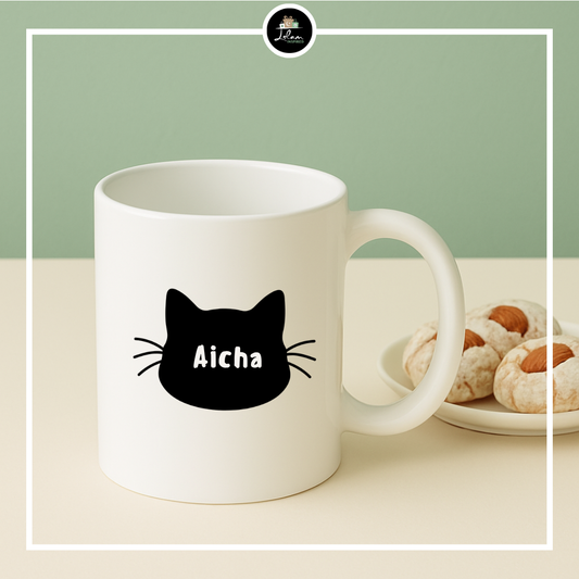 Gepersonaliseerde mok met illustratie van een kat