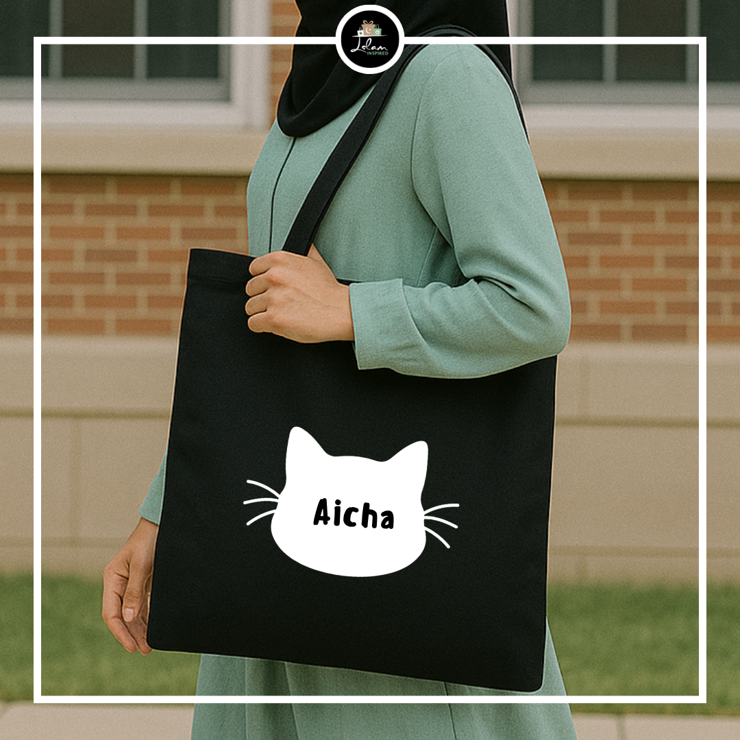 Gepersonaliseerde Totebag met illustratie van een kat