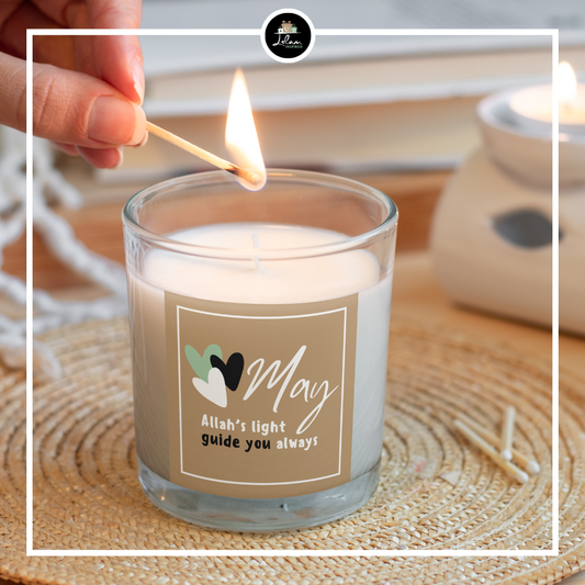 Geurkaars 'May Allah's light guide you always' in eid thema