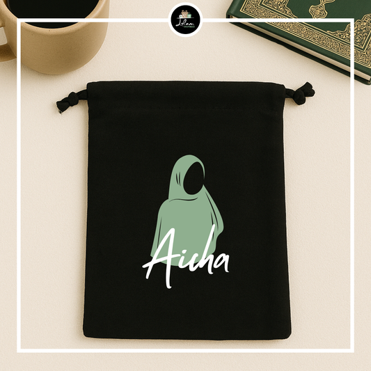 Gepersonaliseerde bookbag met hijab illustratie