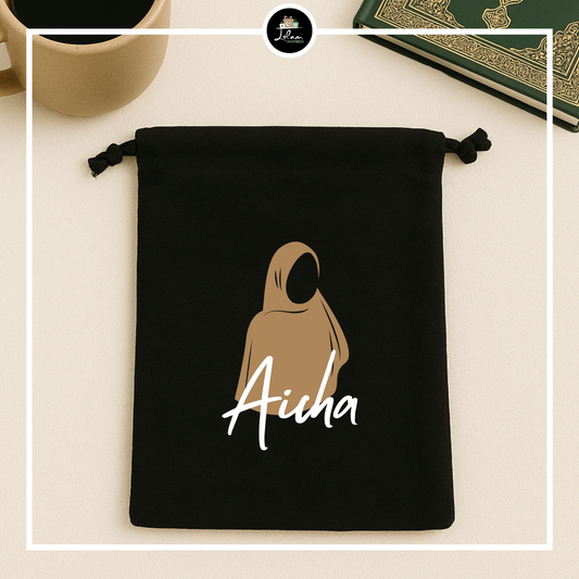 Gepersonaliseerde bookbag met hijab illustratie