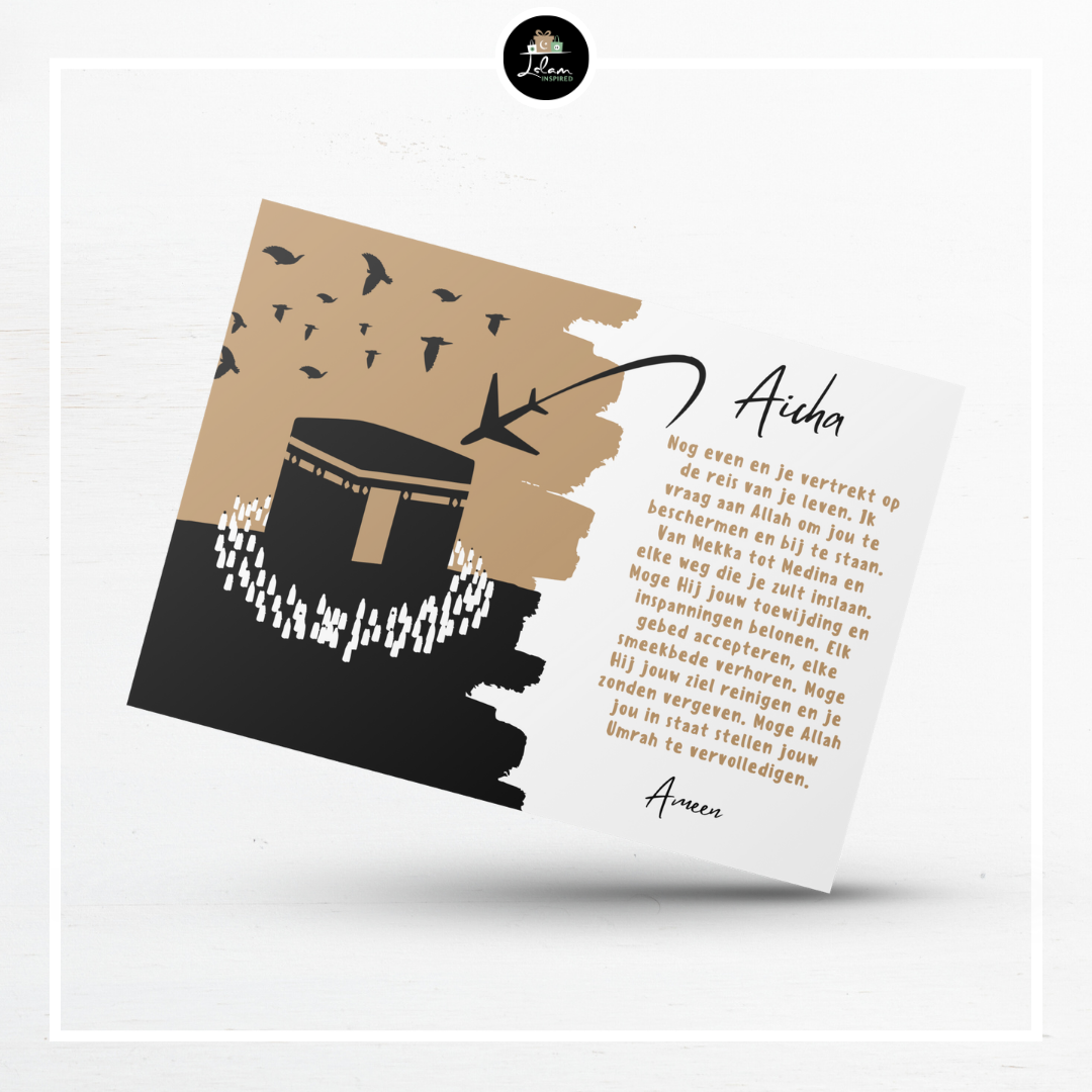 Personalized greeting card for someone going on Hajj or Umrah