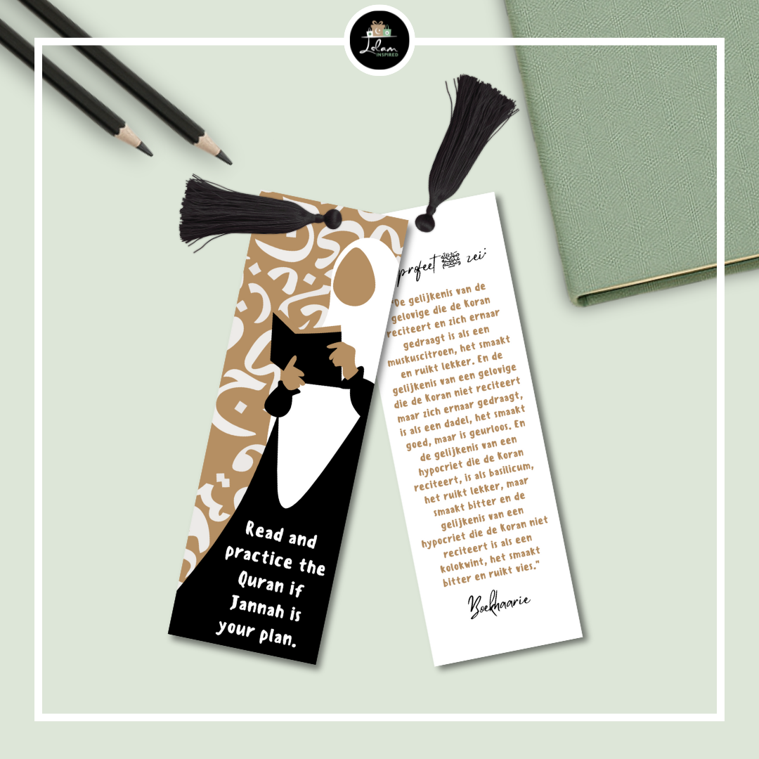 Dubbelzijdige boekenlegger 'Read & practice the Quran'