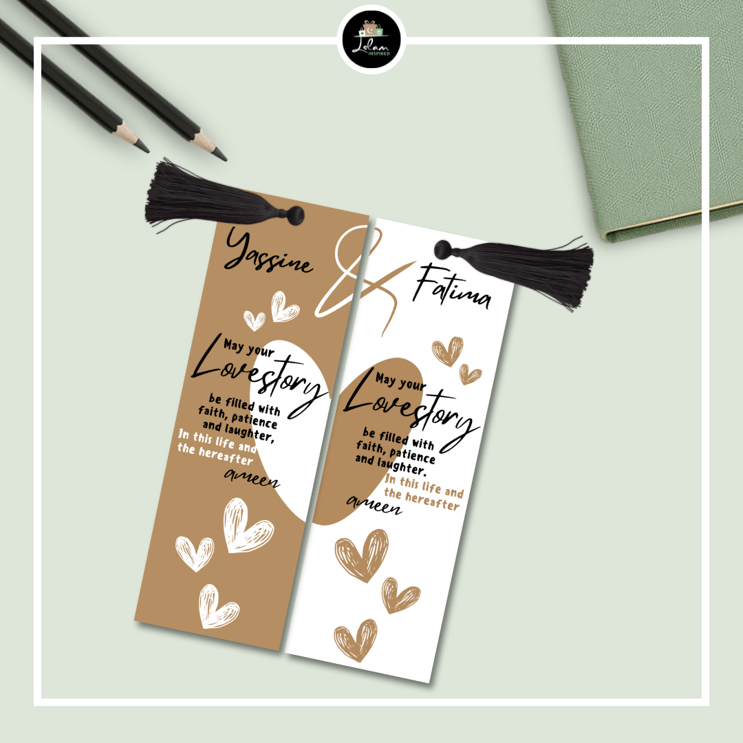 Set of bookmarks with dua for a bridal couple