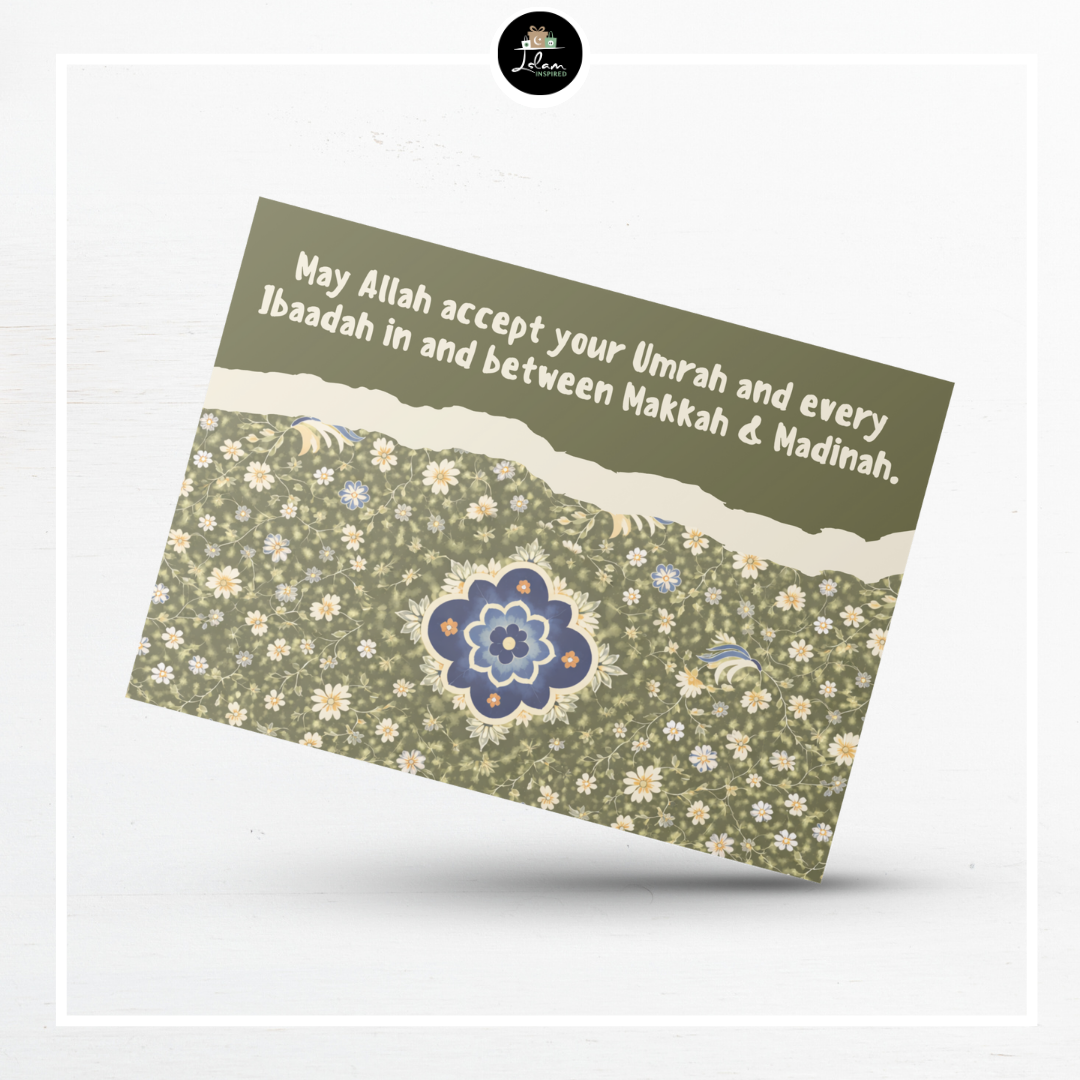 Wenskaart voor iemand doe terugkeert van Hajj of Umrah (Madinah stijl)
