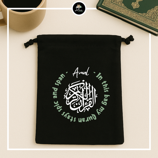 Gepersonaliseerde Bookbag 'In this bag my Quran stays spic & span'
