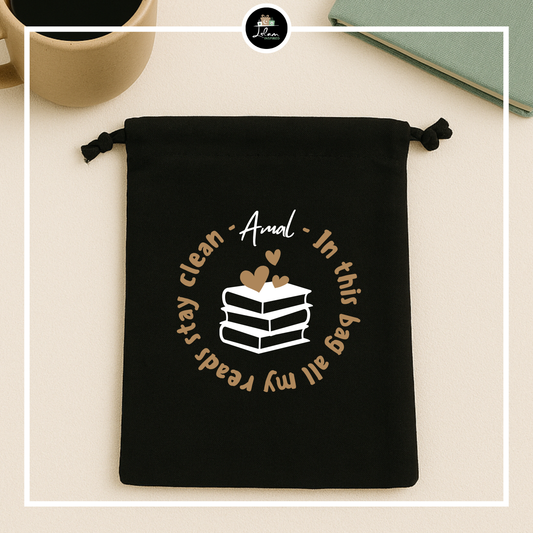 Gepersonaliseerde Bookbag 'In this bag all my reads stay clean'