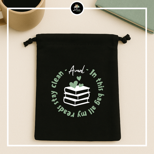 Gepersonaliseerde Bookbag 'In this bag all my reads stay clean'