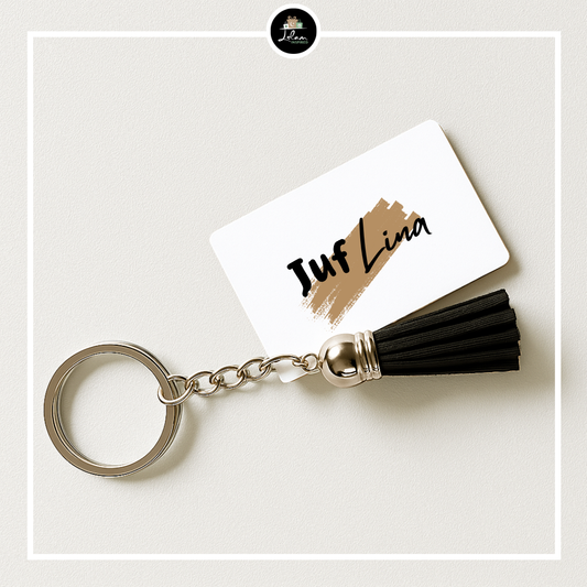 Gepersonaliseerde sleutelhanger voor een juf of meester