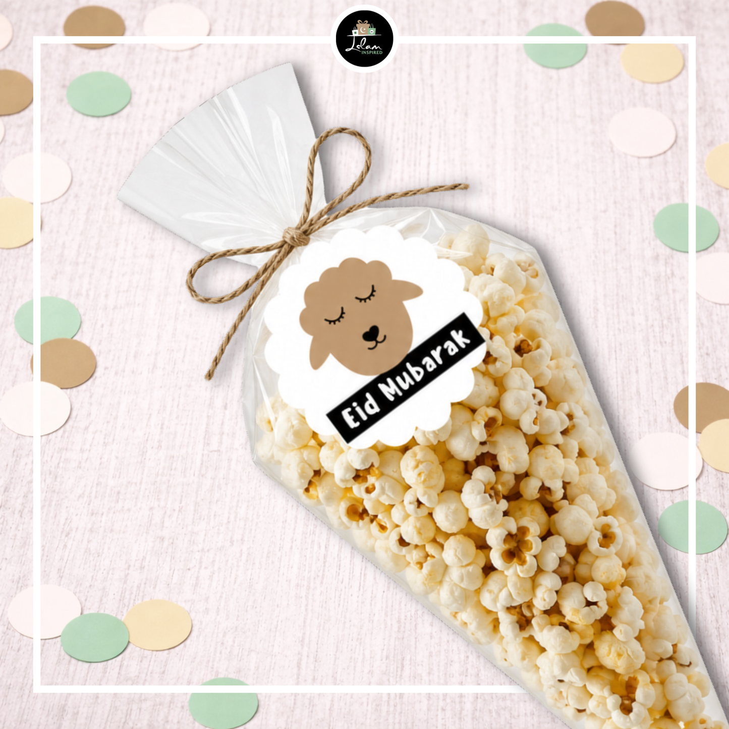 Eid mubarak popcorn cone bag