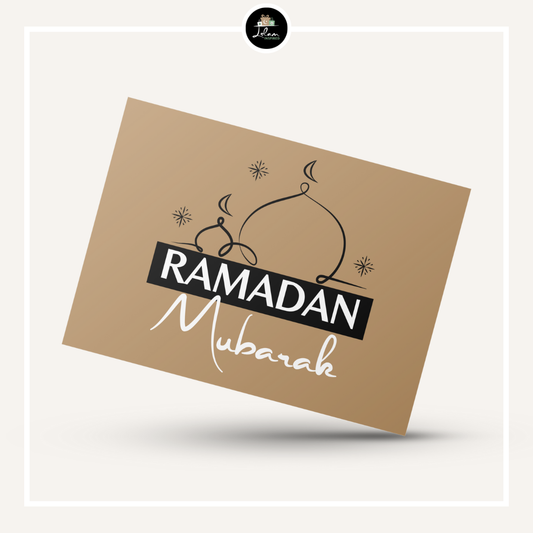 Ramadan Mubarak greeting card with illustration