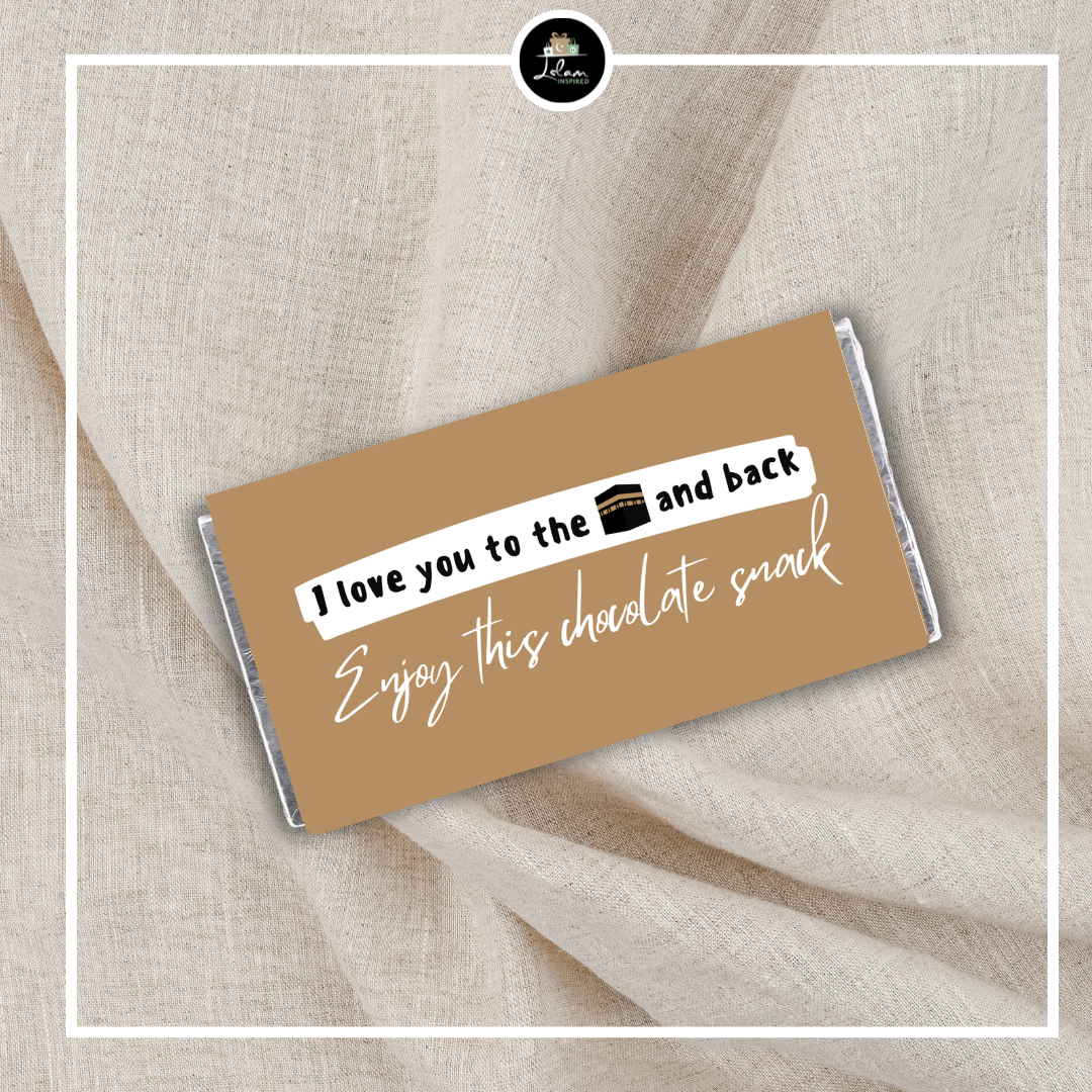 Chocoladereep 'I love you to the kaaba and back. Enjoy this chocolate snack!'