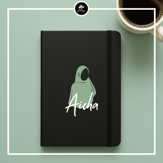 Gepersonaliseerd notitieboek met hijab illustratie