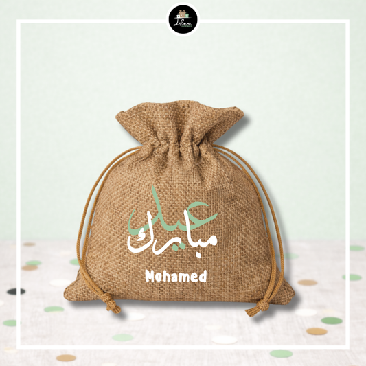 Eid Mubarak jute zakje (leeg of gevuld)