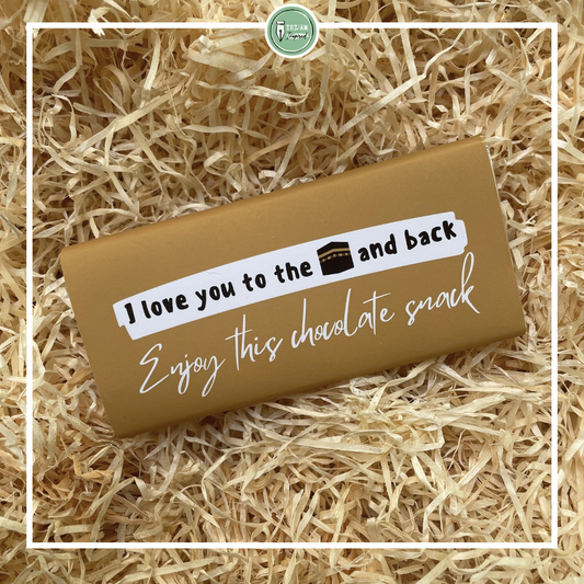Chocoladereep 'I love you to the kaaba and back. Enjoy this chocolate snack!'