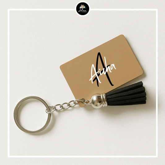 Gepersonaliseerde sleutelhanger met naam en initiaal